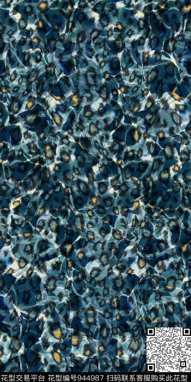 艺术抽象动物纹数码印花华亿平台下载（图片编号: 944987） - 瓦栏（Walan）