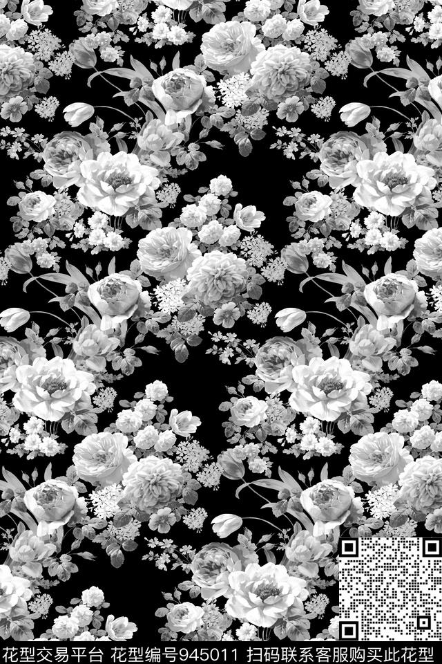 骷髅男装花卉传统印花华亿平台下载（图片编号: 945011） - 瓦栏（Walan）