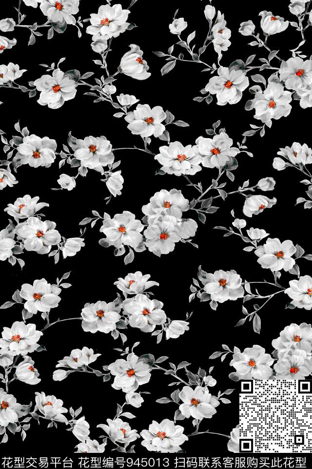 骷髅男装花卉传统印花华亿平台下载（图片编号: 945013） - 瓦栏（Walan）