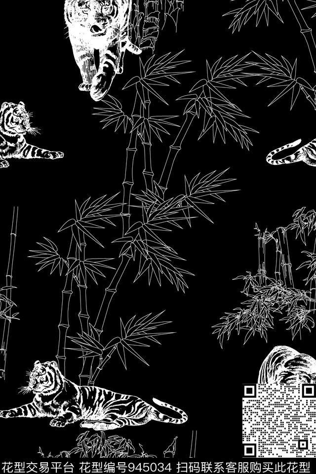 黑底花卉数码华亿平台男装数码印花华亿平台下载（图片编号: 945034） - 瓦栏（Walan）