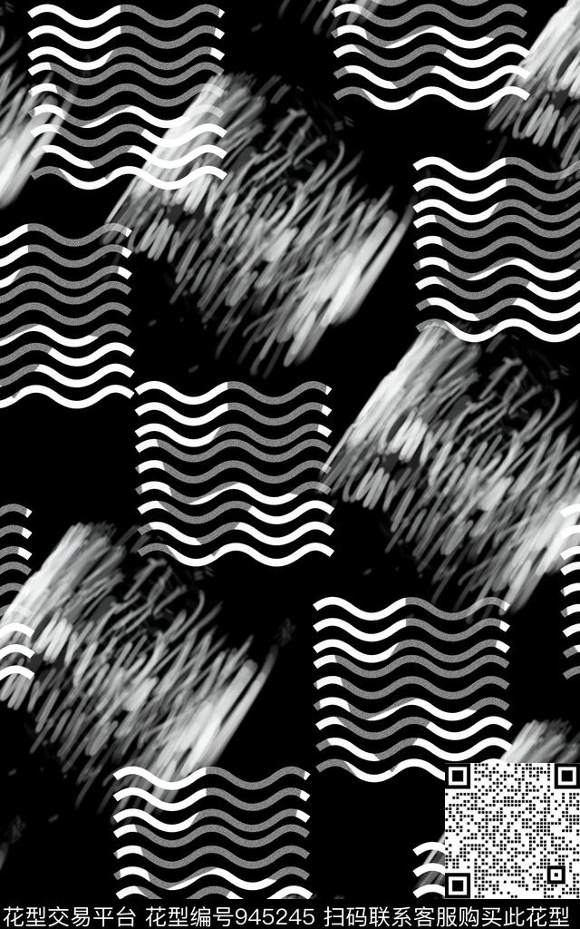 洋阳---抽象手绘笔触感丝绸真丝数码印花华亿平台下载（图片编号: 945245） - 瓦栏（Walan）