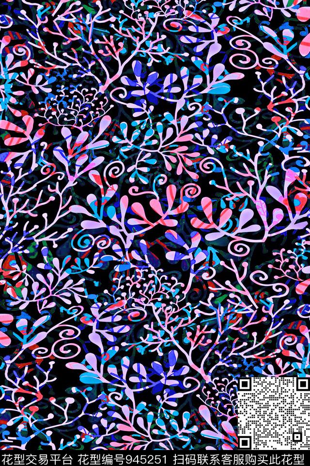 小碎花小草清爽底花卉传统印花华亿平台下载（图片编号: 945251） - 瓦栏（Walan）