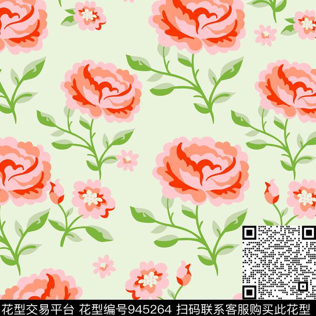 手绘花卉大花花卉数码印花华亿平台下载（图片编号: 945264） - 瓦栏（Walan）