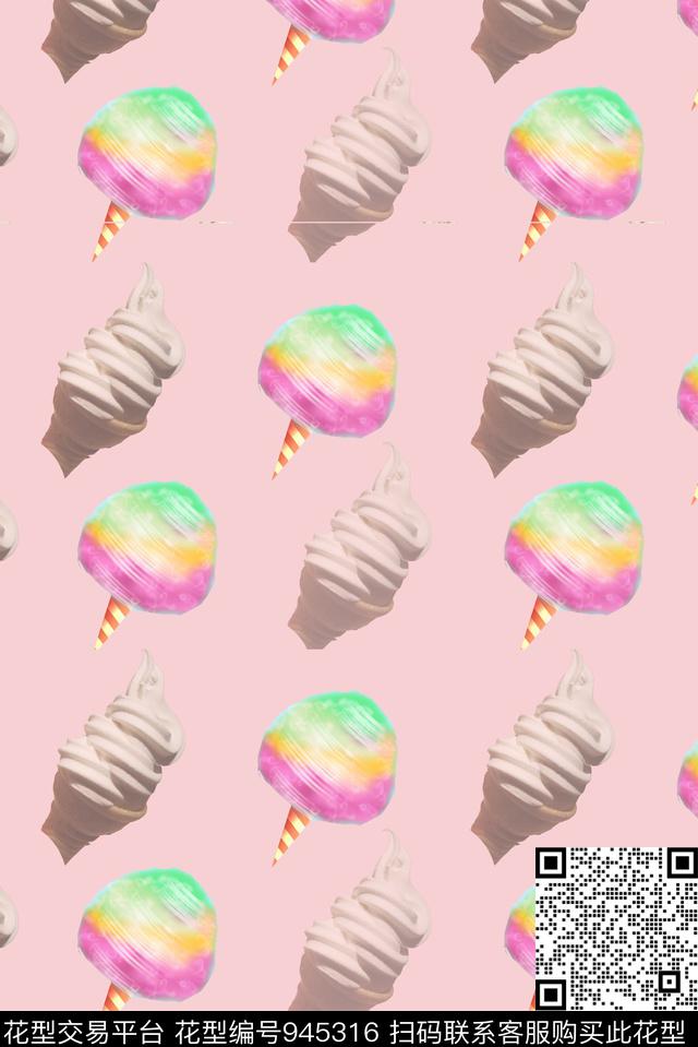 节庆雪纺冰激凌传统印花华亿平台下载（图片编号: 945316） - 瓦栏（Walan）