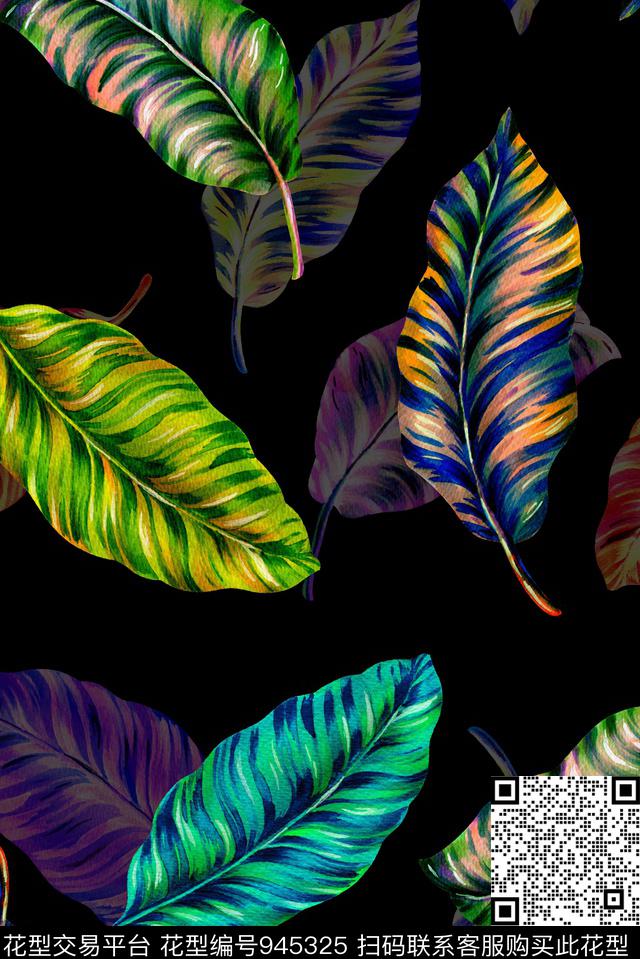 植物艺术抽象数码印花华亿平台下载（图片编号: 945325） - 瓦栏（Walan）
