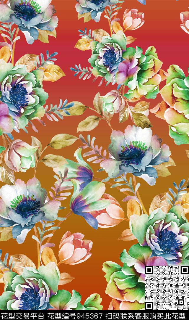 花卉定位花胸前独幅数码印花华亿平台下载（图片编号: 945367） - 瓦栏（Walan）