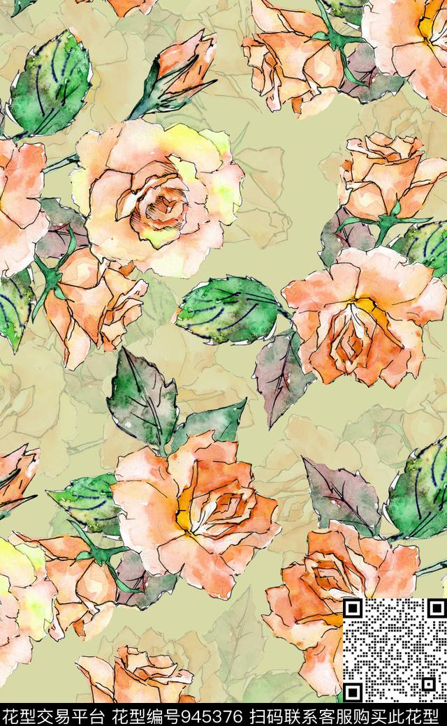 素雅植物数码华亿平台数码印花华亿平台下载（图片编号: 945376） - 瓦栏（Walan）