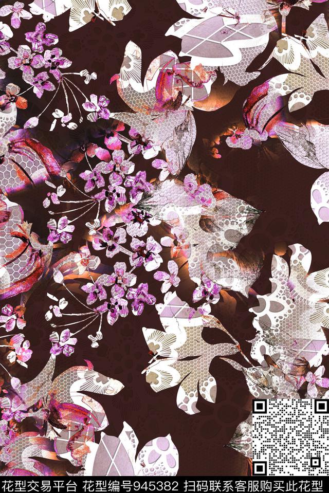 植物分形花卉数码印花华亿平台下载（图片编号: 945382） - 瓦栏（Walan）