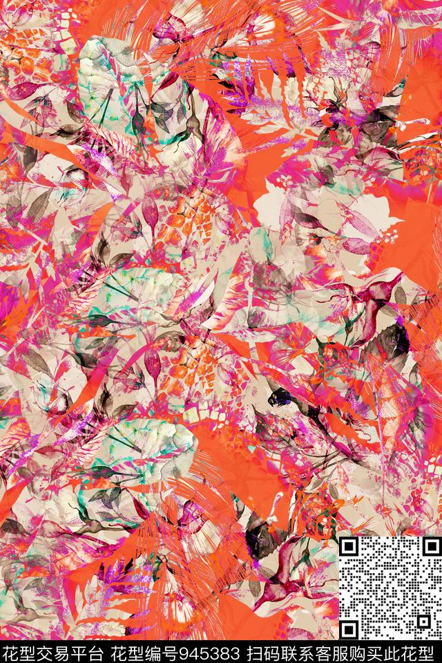 植物分形花卉数码印花华亿平台下载（图片编号: 945383） - 瓦栏（Walan）