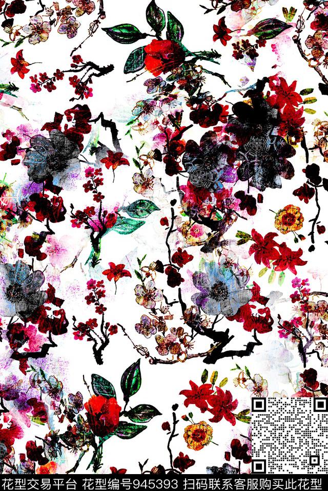小碎花植物手绘花卉数码印花华亿平台下载（图片编号: 945393） - 瓦栏（Walan）