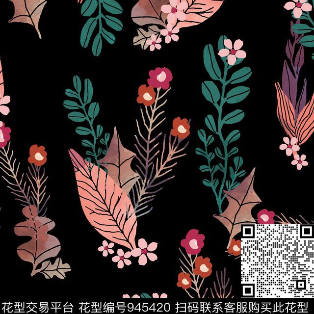 花卉绿植树叶传统华亿平台传统印花华亿平台下载（图片编号: 945420） - 瓦栏（Walan）