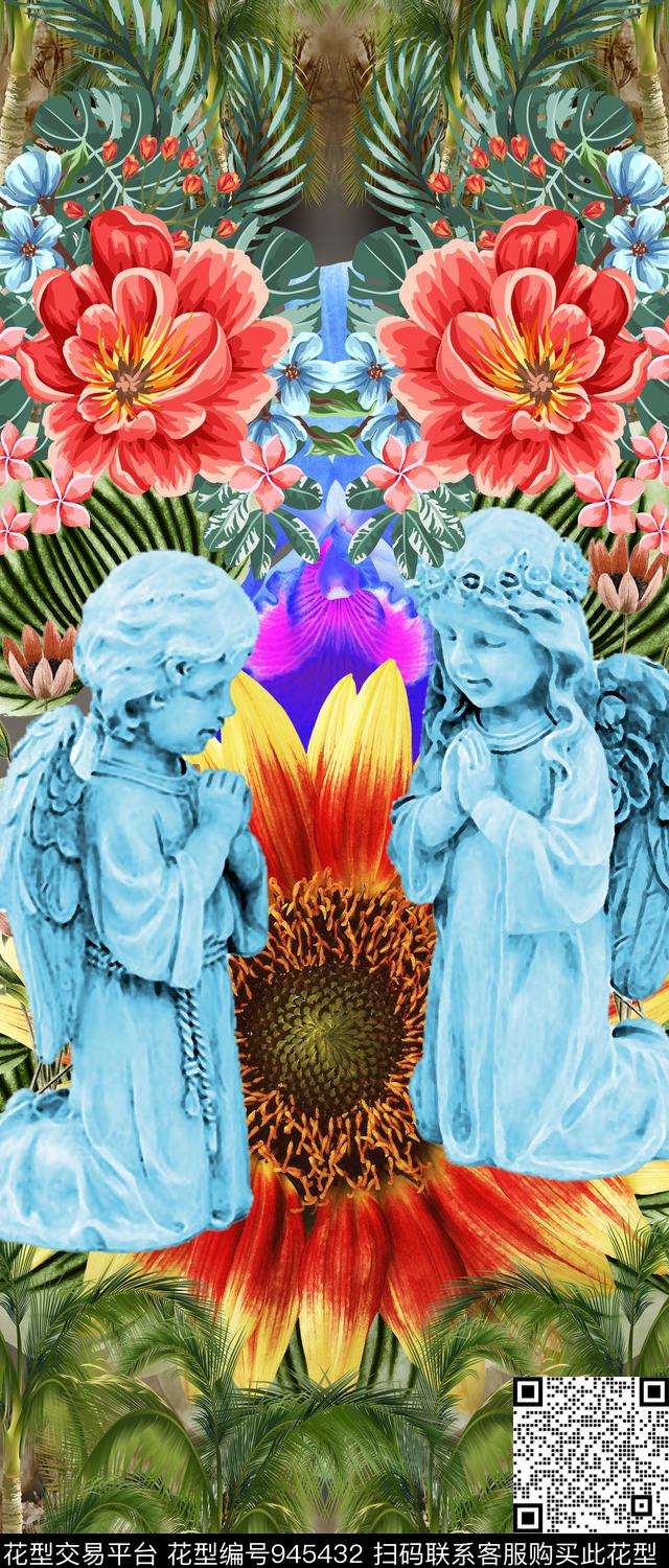 趣味定位花热带华亿平台数码印花华亿平台下载（图片编号: 945432） - 瓦栏（Walan）