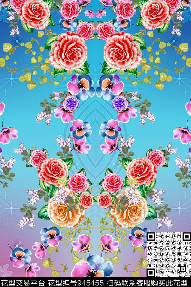 格子几何混合拼接数码印花华亿平台下载（图片编号: 945455） - 瓦栏（Walan）