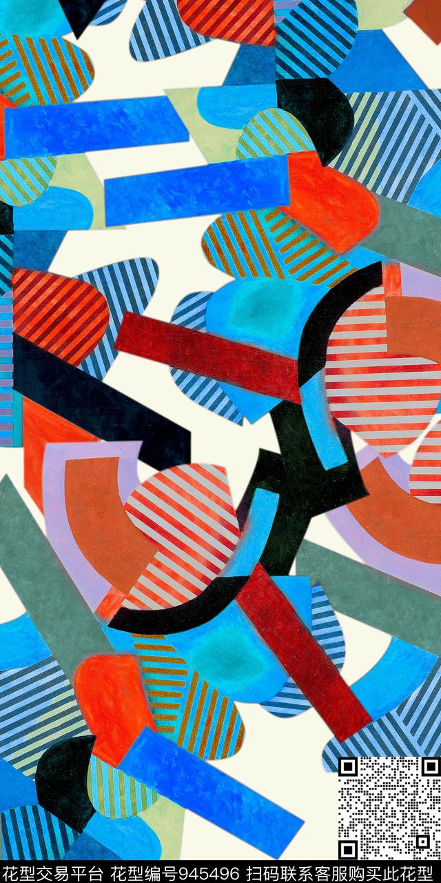 数码华亿平台抽象几何数码印花华亿平台下载（图片编号: 945496） - 瓦栏（Walan）