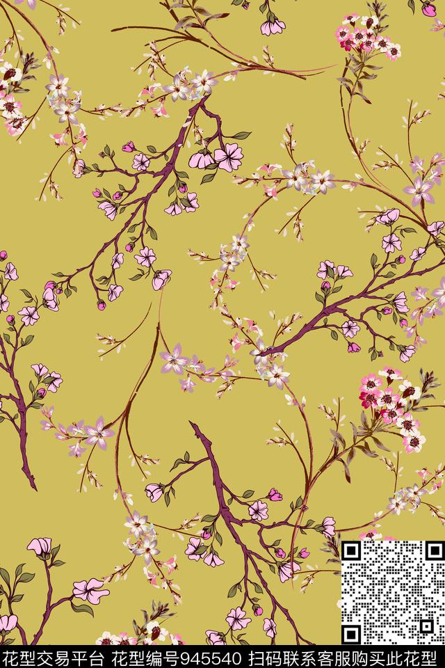 手绘玫瑰彩底花卉数码华亿平台数码印花华亿平台下载（图片编号: 945540） - 瓦栏（Walan）