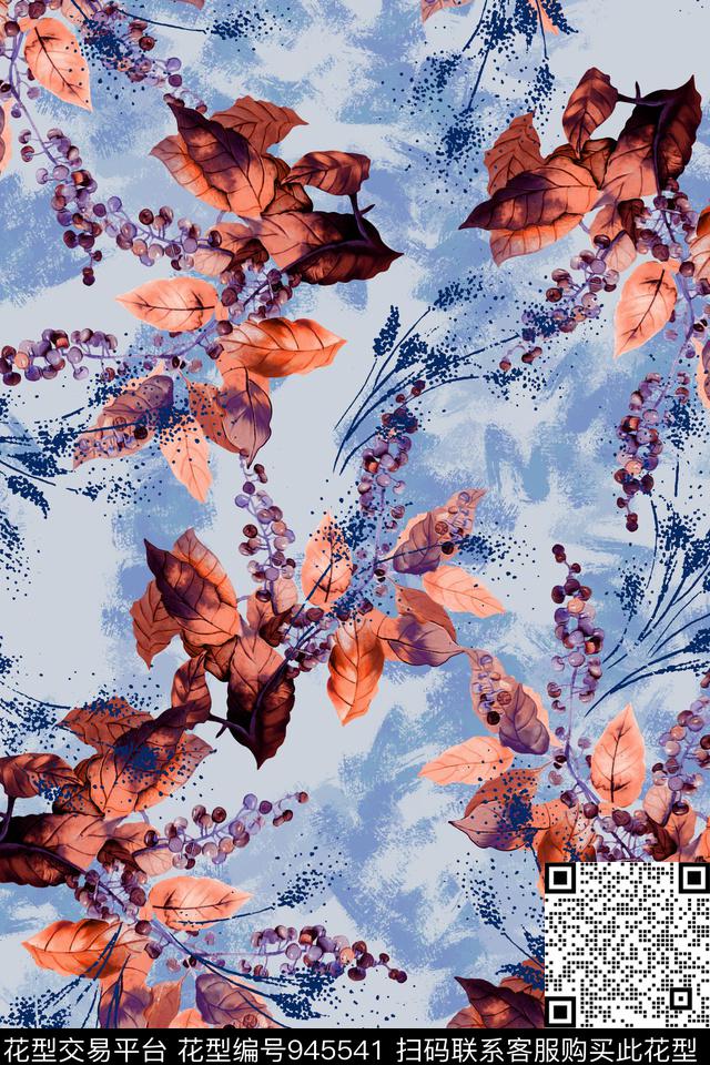彩底花卉数码华亿平台泼溅数码印花华亿平台下载（图片编号: 945541） - 瓦栏（Walan）