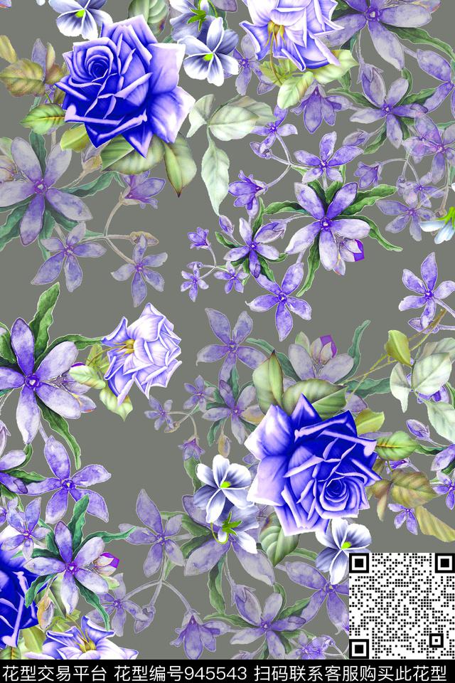 小碎花彩底花卉数码华亿平台数码印花华亿平台下载（图片编号: 945543） - 瓦栏（Walan）