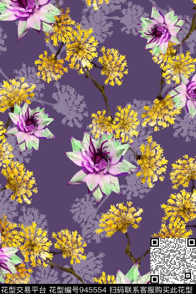 数码华亿平台照片花卉大牌风数码印花华亿平台下载（图片编号: 945554） - 瓦栏（Walan）