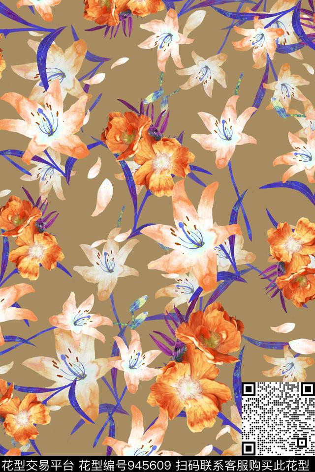 小碎花水彩花卉数码华亿平台传统印花华亿平台下载（图片编号: 945609） - 瓦栏（Walan）