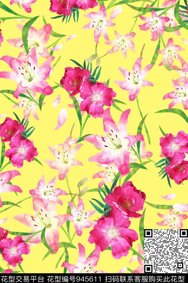 小碎花水彩花卉数码华亿平台传统印花华亿平台下载（图片编号: 945611） - 瓦栏（Walan）