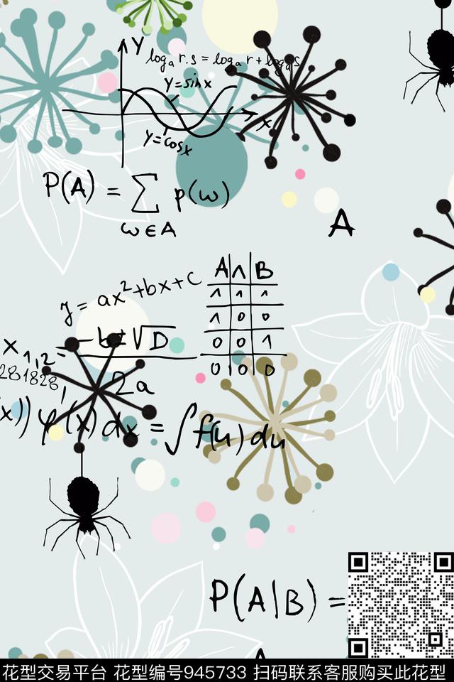 波点蜘蛛字母数码印花华亿平台下载（图片编号: 945733） - 瓦栏（Walan）