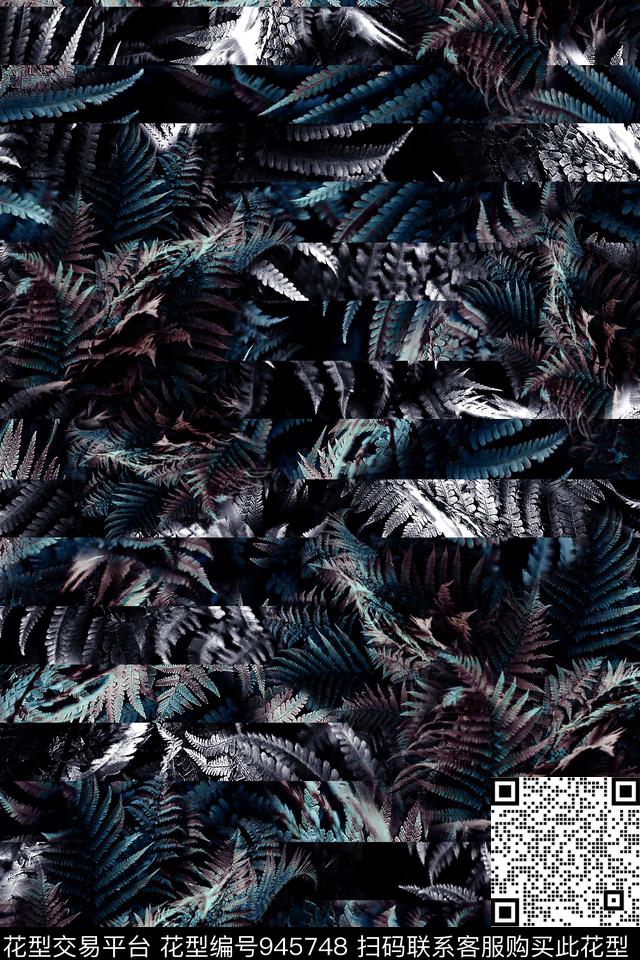 条纹植物男装数码印花华亿平台下载（图片编号: 945748） - 瓦栏（Walan）