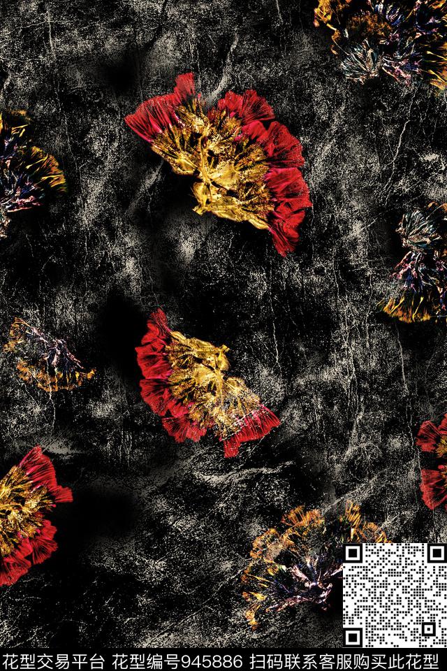 抽象男装抽象花卉抽象数码印花华亿平台下载（图片编号: 945886） - 瓦栏（Walan）