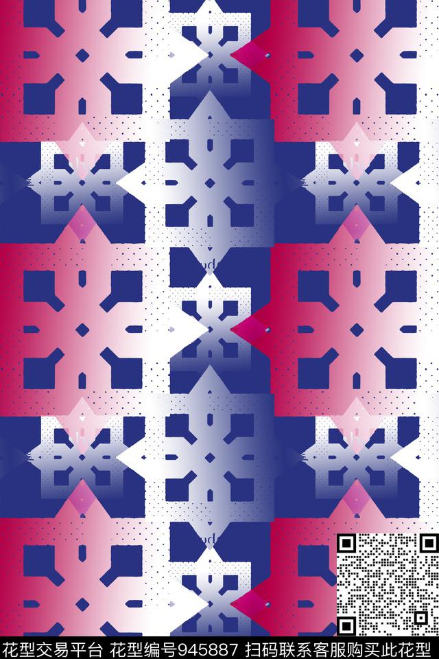 抽象渐变几何纹样数码印花华亿平台下载（图片编号: 945887） - 瓦栏（Walan）