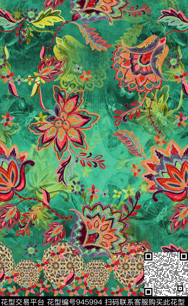 民族风数码华亿平台定位花数码印花华亿平台下载（图片编号: 945994） - 瓦栏（Walan）