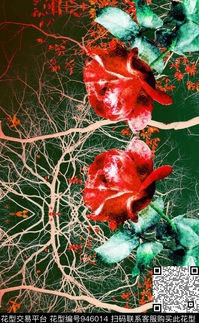 肌理数码华亿平台定位花数码印花华亿平台下载（图片编号: 946014） - 瓦栏（Walan）