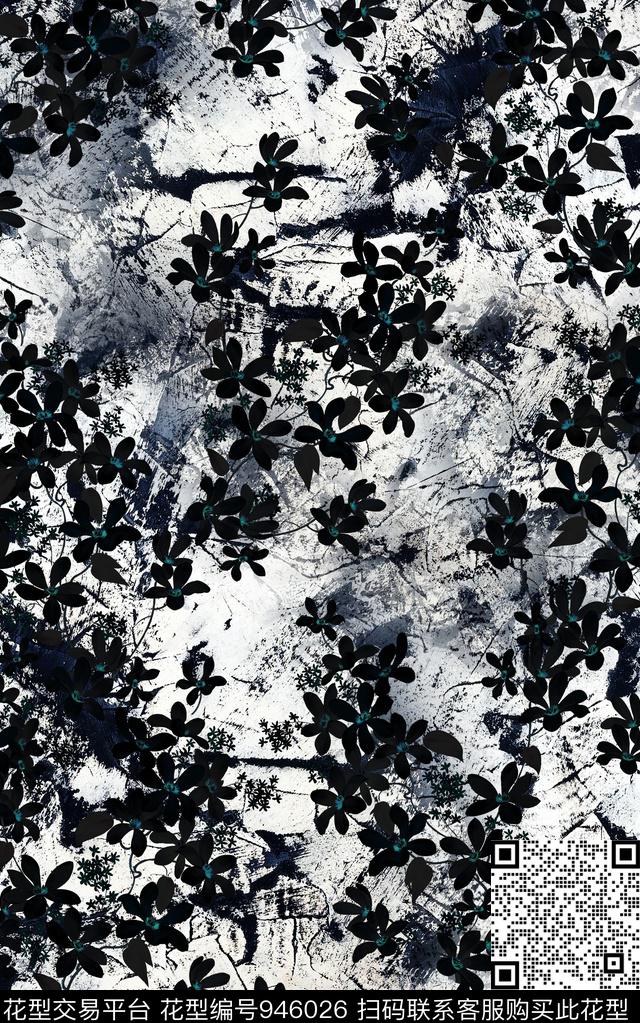 民族风抽象花卉数码印花华亿平台下载（图片编号: 946026） - 瓦栏（Walan）