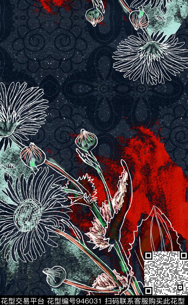 肌理数码华亿平台定位花数码印花华亿平台下载（图片编号: 946031） - 瓦栏（Walan）