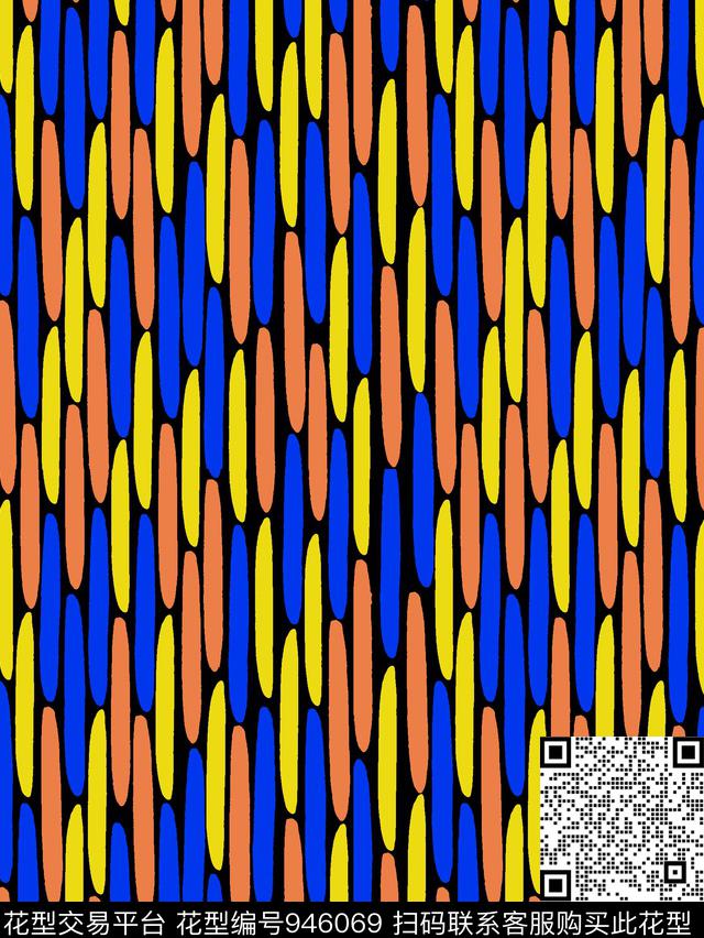 女装大牌风⼿绘笔触传统印花华亿平台下载（图片编号: 946069） - 瓦栏（Walan）