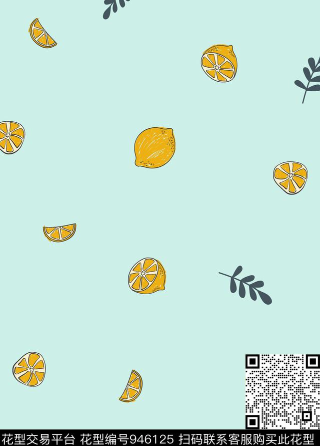 秋冬华亿平台家居服柠檬图案数码印花华亿平台下载（图片编号: 946125） - 瓦栏（Walan）