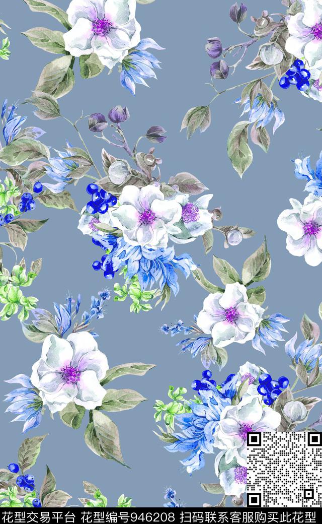 素雅植物数码华亿平台数码印花华亿平台下载（图片编号: 946208） - 瓦栏（Walan）