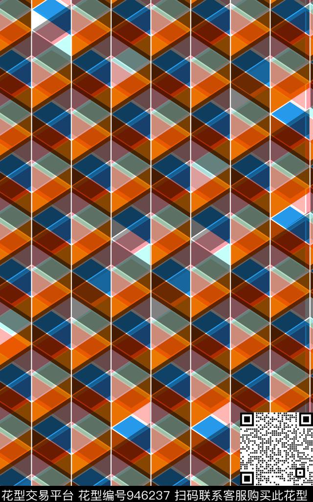 洋阳---抽象变化几何纹样拼贴几何数码印花华亿平台下载（图片编号: 946237） - 瓦栏（Walan）