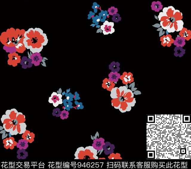 淑女小碎花手绘花卉传统印花华亿平台下载（图片编号: 946257） - 瓦栏（Walan）