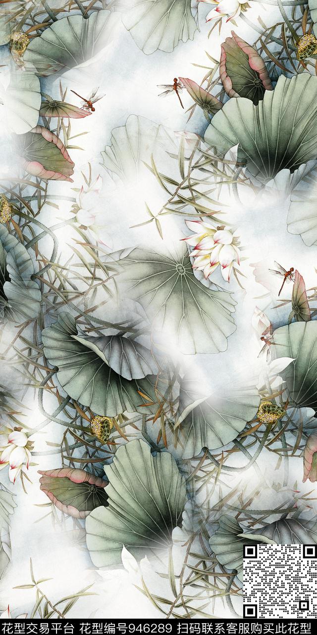 水彩花卉水墨风满版散花数码印花华亿平台下载（图片编号: 946289） - 瓦栏（Walan）