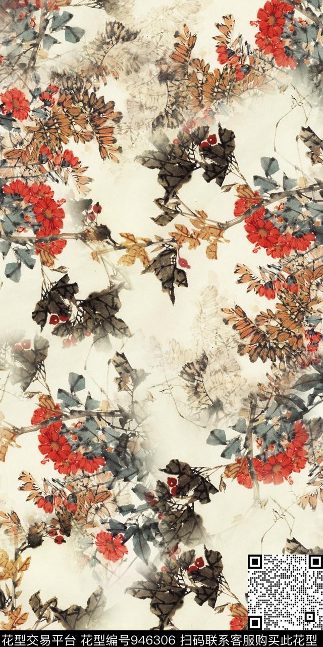 小碎花满版散花棉麻数码印花华亿平台下载（图片编号: 946306） - 瓦栏（Walan）