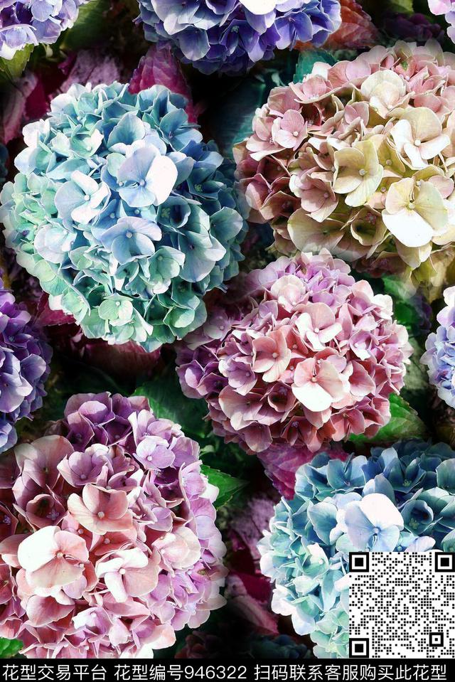 朦胧花卉节庆花卉数码印花华亿平台下载（图片编号: 946322） - 瓦栏（Walan）