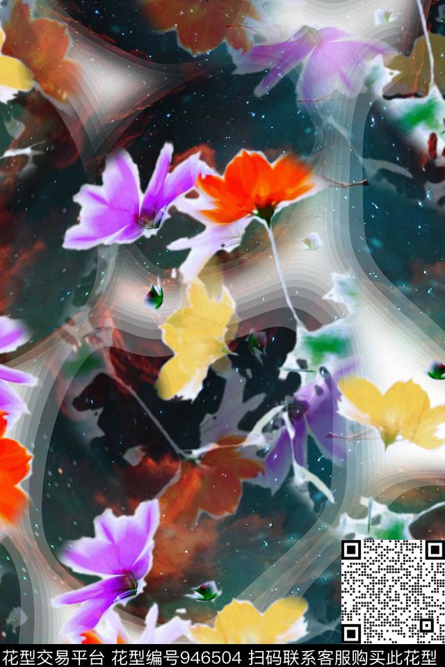 肌理星空花卉数码印花华亿平台下载（图片编号: 946504） - 瓦栏（Walan）