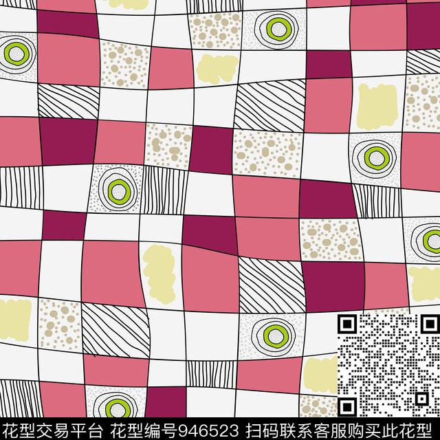 格子几何简约传统印花华亿平台下载（图片编号: 946523） - 瓦栏（Walan）
