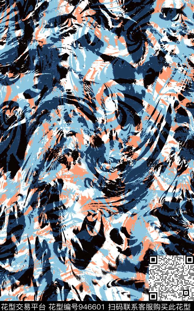 肌理抽象手绘花卉数码印花华亿平台下载（图片编号: 946601） - 瓦栏（Walan）