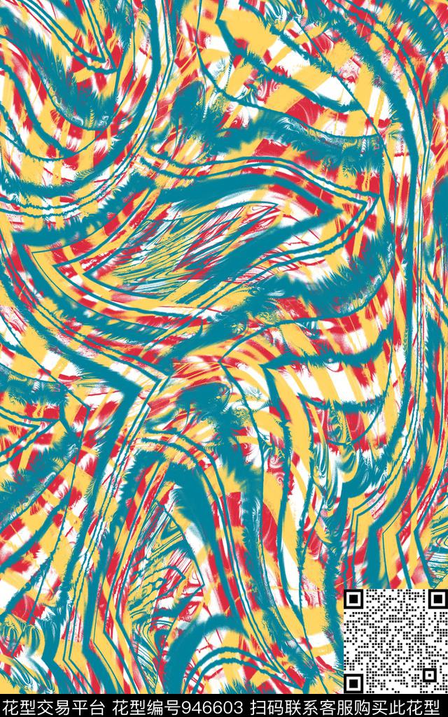 肌理抽象几何数码印花华亿平台下载（图片编号: 946603） - 瓦栏（Walan）