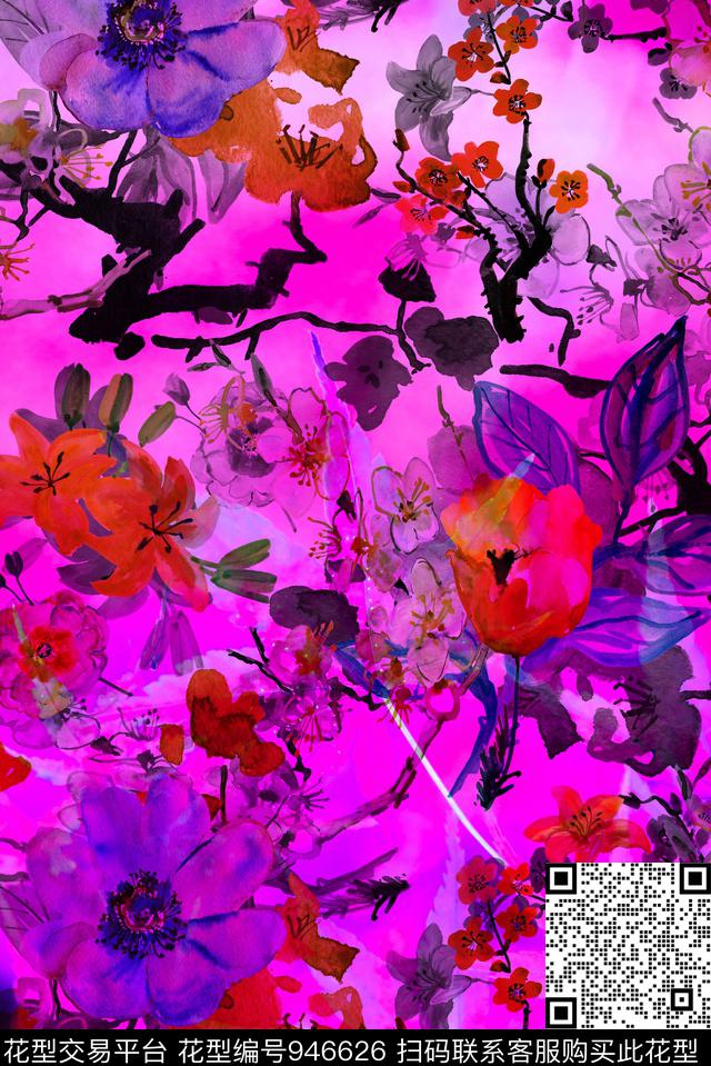 数码华亿平台定位花花卉数码印花华亿平台下载（图片编号: 946626） - 瓦栏（Walan）