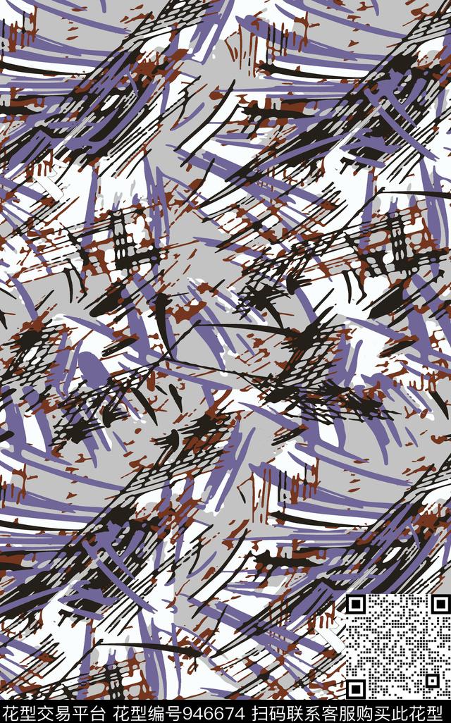肌理抽象几何数码印花华亿平台下载（图片编号: 946674） - 瓦栏（Walan）