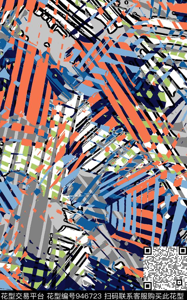 肌理抽象几何数码印花华亿平台下载（图片编号: 946723） - 瓦栏（Walan）