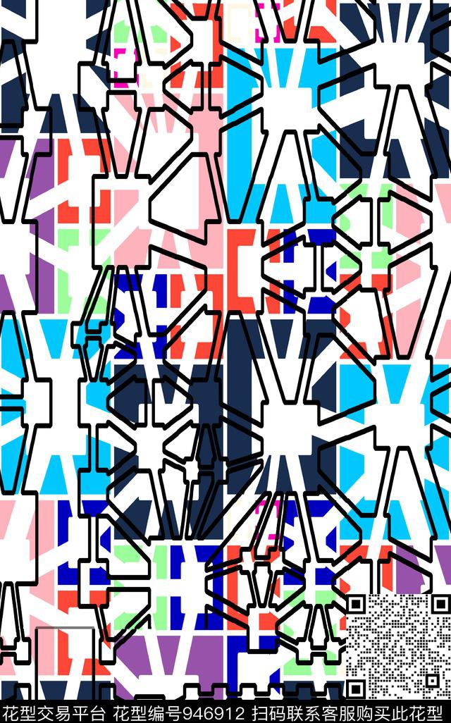 肌理抽象几何传统印花华亿平台下载（图片编号: 946912） - 瓦栏（Walan）