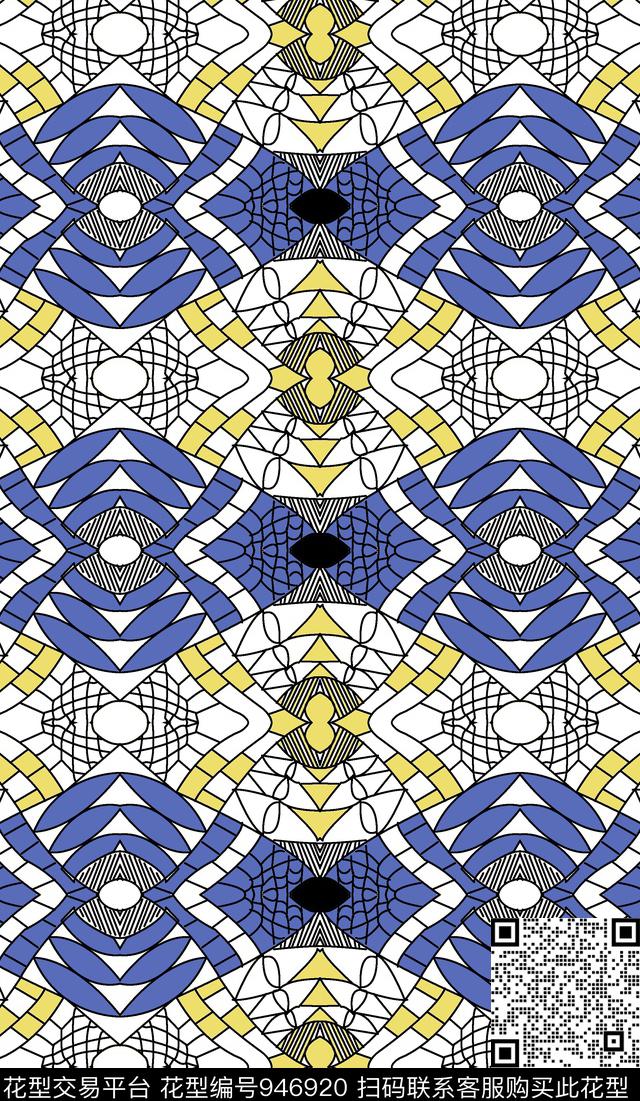 女装几何大牌风数码印花华亿平台下载（图片编号: 946920） - 瓦栏（Walan）