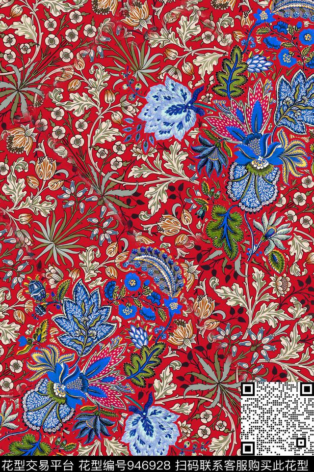 民族风复古花纹数码印花华亿平台下载（图片编号: 946928） - 瓦栏（Walan）